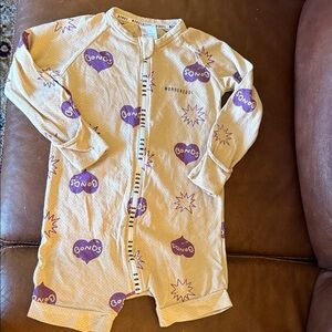 Bonds Beige and Purple Printed Baby Romper
